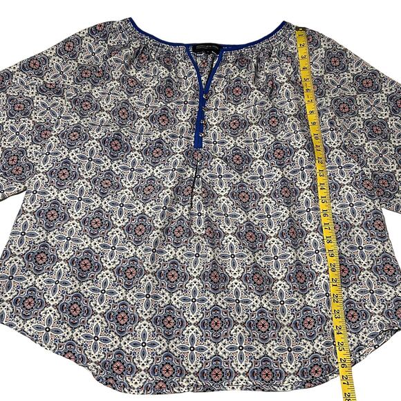 JONES NEW YORK Signature Woman Top 1X Boho Blouse Printed Peasant Popover - Picture 5 of 7